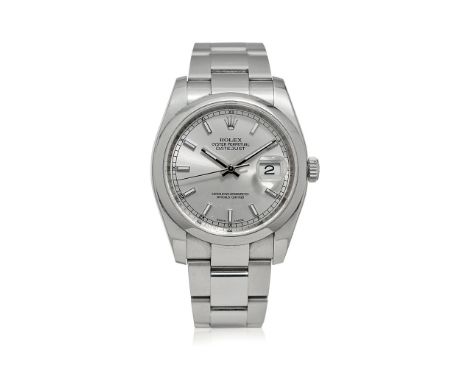 ROLEX DATEJUST REF. 116200, BOX AND PAPER, SOLD IN 2013 SPORTY AND SOUGHT-AFTER DATEJUST WRISTWATCH, ORIGINAL OWNER Case: sig