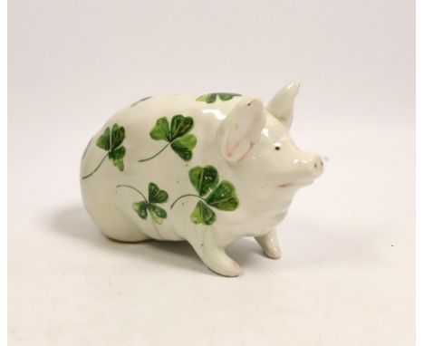 A Wemyss plain green clover pig, 15cm