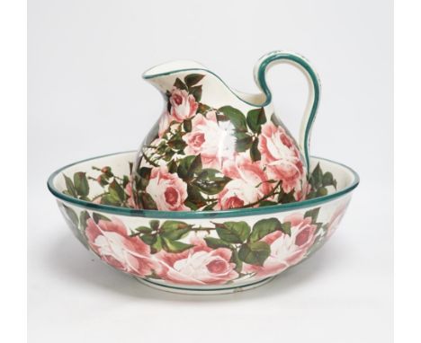 A Wemyss wash jug and basin, decorated with Scottish roses, basin 39.5cm diameter