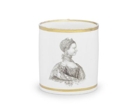 A rare Barr, Flight and Barr Worcester mug, circa 1809The scrolled handle with a thumbrest, printed with a youthful portrait 