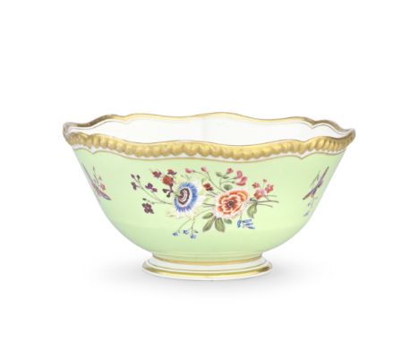 A Flight, Barr and Barr Worcester slop bowl from the Disraeli service, circa 1839With a gilt gadrooned rim, painted with loos