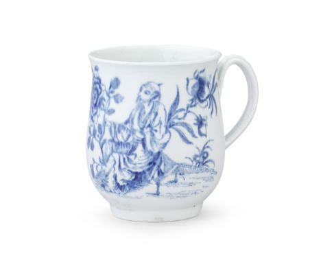 The Franklin Barrett 'Floral Gift' Mug, Worcester, circa 1758-60Of small size and bell shape, transfer printed in blue with t