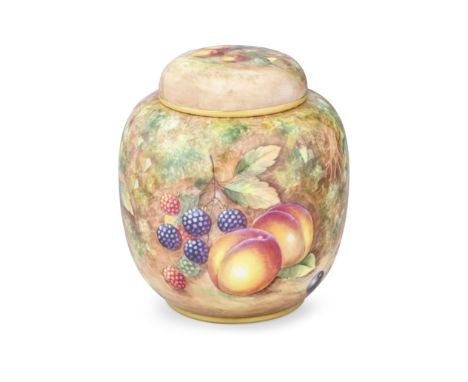 A Royal Worcester 'Painted Fruit' ginger jar by John Cook, circa 1950Of ovoid form, fully painted all around with a variety o