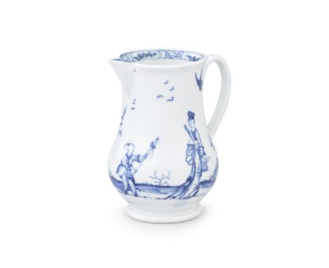 A fine Worcester sparrow beak jug, circa 1756-57Thinly potted and with a sharply-pointed spout and grooved handle, on a turne