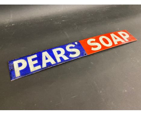 A Pear's Soap rectangular enamel strip sign, restored, 18 1/2 x 2 3/4".