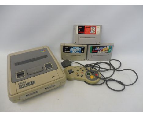 A Nintendo Super Nintendo games console with games (unchecked).