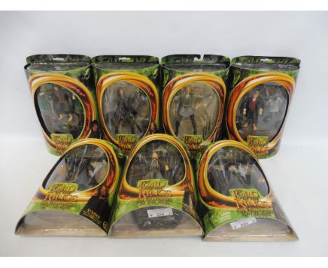 Seven boxed Lord of The Rings action figures, Fellowship of The Ring series. 