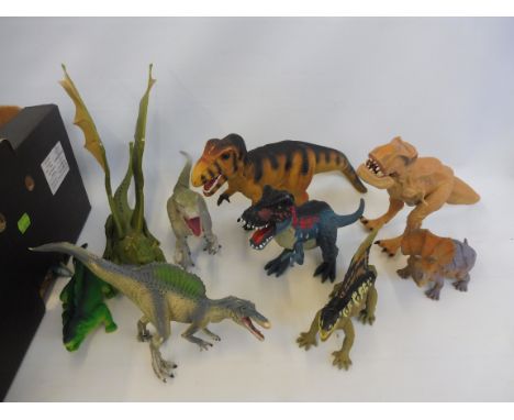 A large quantity of dinosaurs, different scales and makers. 
