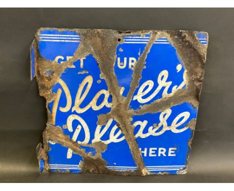 A Player's Please double sided enamel sign with partial hanging flange, 16 x 16". 