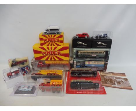 Various 1:43rd scale models including buses, lorries, cars and circus related items; also a single volume detailing Great Wes