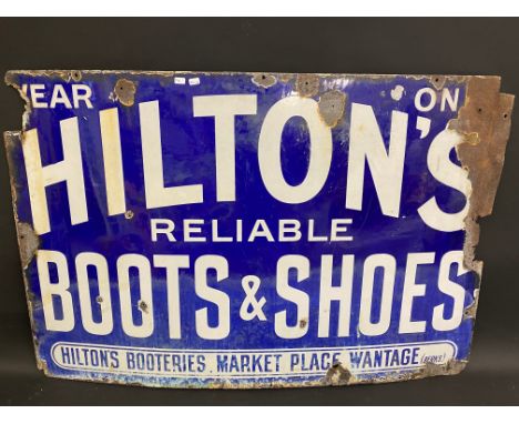 A Hilton's Reliable Boots &amp; Shoes, Market Place, Wantage, rectangular enamel sign by Patent Enamel, 36 x 24".