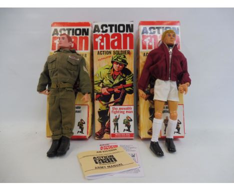 Action Man 40th Edition  - three empty boxes and two figures wearing vintage uniforms.