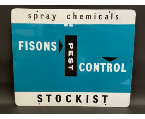 A Fisons Pest Control 'Stockist' rectangular enamel sign in excellent condition, believed to be a late enamel, possibly 1960s