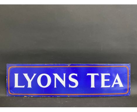 A Lyons Tea rectangular enamel sign in good condition, the two left corners retouched, 27 x 7".