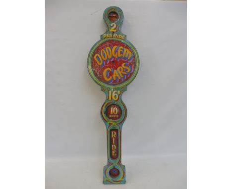 A well painted original fairground art end piece advertising dodgem cars, 12 x 41".