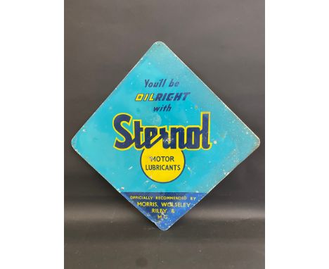 An unusual Sternol Motor Lubricants lozenge shaped aluminium advertising sign bearing the words 'Officially Recommended by Mo