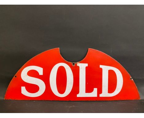 An unusual 'Sold' semi circular enamel sign, 28 3/4 x 10 3/4". 
