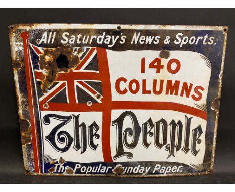 An early enamel sign advertising 'The People' newspaper by Willing &amp; Co, 20 x 15".