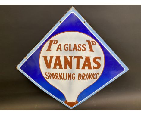 A Vantas Sparkling Drinks lozenge shaped enamel sign by Jordan of Bilston, in excellent condition, 28 x 28". 