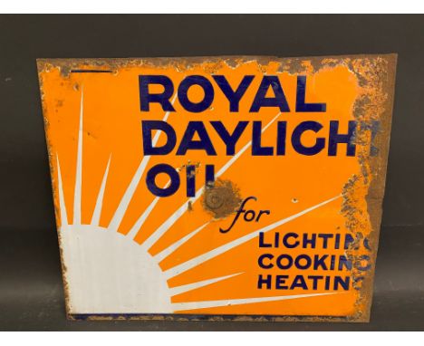 A Royal Daylight Oil double sided enamel sign by Protector of Eccles, lacking hanging flange, 18 x 15".