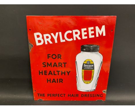 A Brylcreem pictorial enamel sign by Burnham with some restoration, mainly to the top right hand corner. 