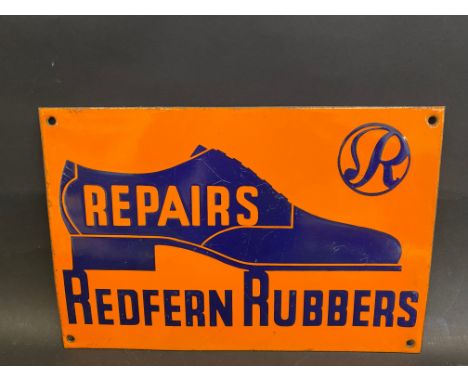 A Redfern Rubbers pictorial enamel sign depicting a shoe in side profile, excellent condition and size, 12 x 8". 