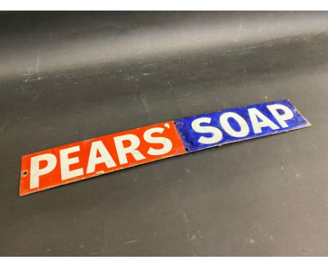 A Pear's Soap rectangular enamel strip sign, restored, 18 1/2 x 2 3/4".