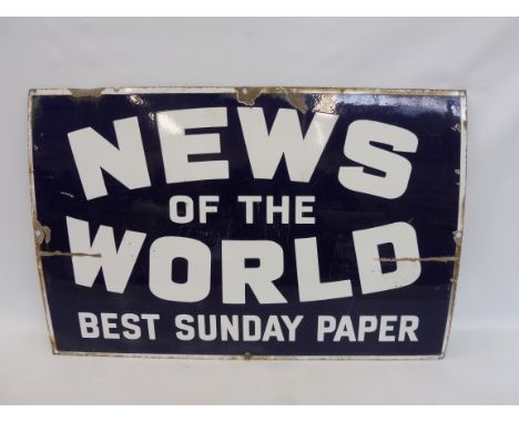 A News of the World 'Best Sunday Paper' rectangular enamel sign, with good gloss, 36 x 24".