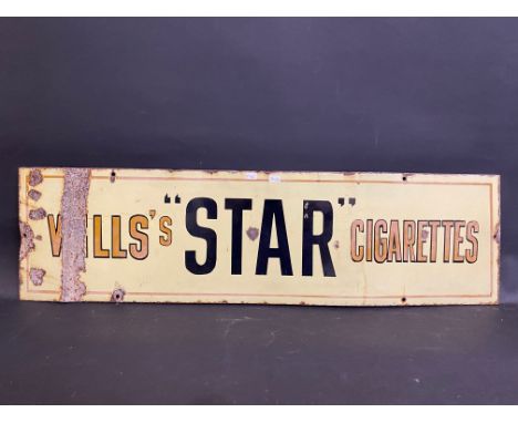 A Wills's 'Star' Cigarettes rectangular enamel sign of unusual colour, 30 x 8 1/2".