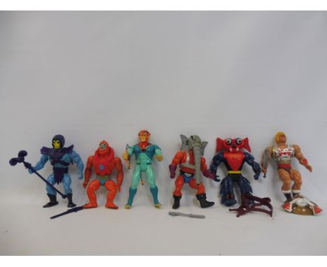 Masters of The Universe - a selection of action figures along with weapons and accessories including Mantenna with popping ey