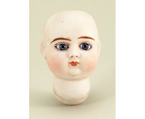 Rare Provost-Huret type 3 Art doll head, French circa 1914-18, the round pale bisque face with fixed blue glass eyes, painted