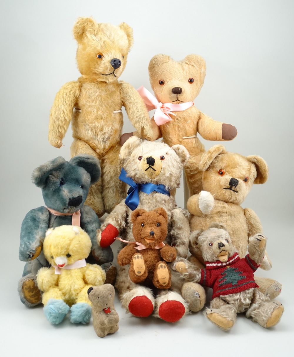 Nine various Teddy Bears, 1960s/70s, including golden mohair Pedigree ...