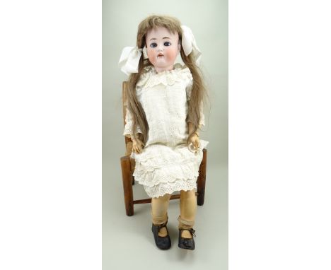 Large Kammer &amp; Reinhardt/K&amp;R bisque head doll, German circa 1910, pale bisque head with weighted blue glass eyes, rai