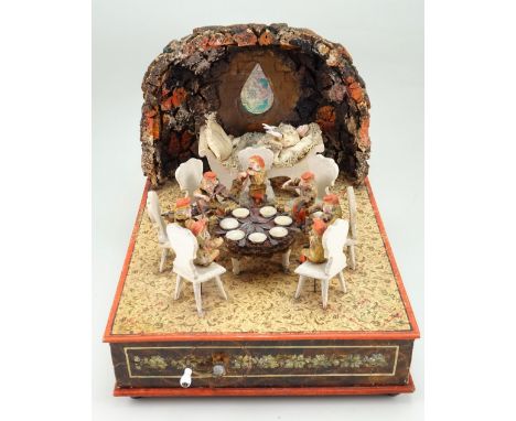 Extremely rare Zinner &amp; Sohn Snow White and the seven dwarfs mechanical music automata, German circa 1900, the delightful