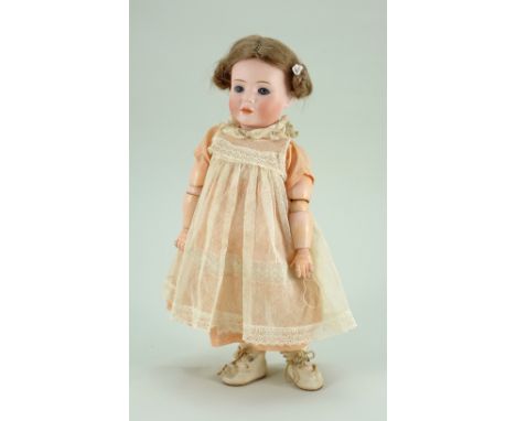 Rare small size Bruno Schmidt 2033 ‘Wendy’ bisque head  character doll, German circa 1909, the fine pale bisque head with cha