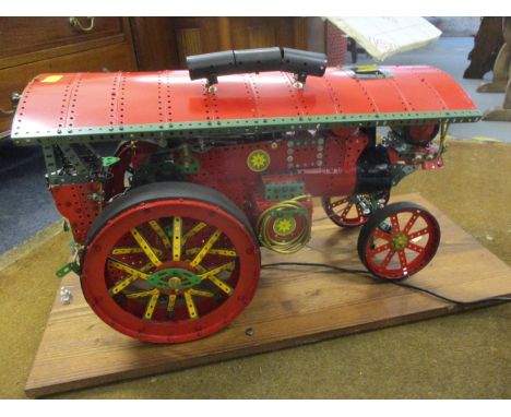 A Meccano model in the form of a large working Traction Engine Winston Churchill II, electric motor on static base.  Commissi