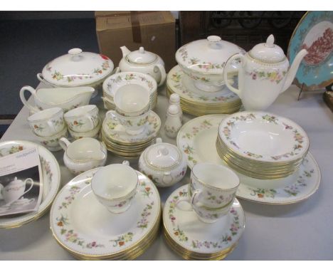 A Wedgwood Mirabelle dinner and tea service to include a teapot, a tureen, plates, cups and saucers 