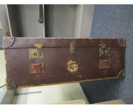 A Pukka leather and cloth travelling trunk, circa 1920, inscribed with the Duke of Bedford's name and having an Ellerman Line