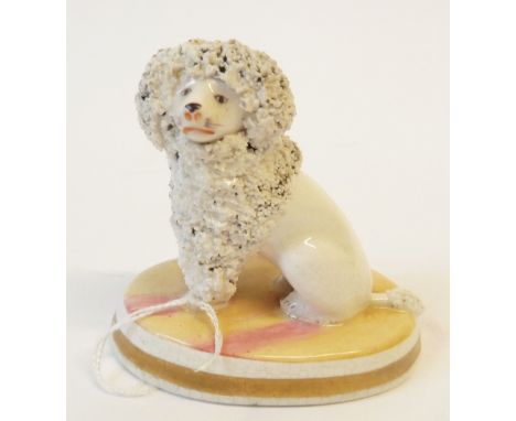 PROBABLY CHAMBERLAINS, WORCESTER MODEL OF A SEATED POODLE, 2¾" (7cm) high