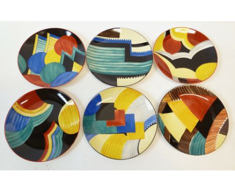 WEDGWOOD, SUSIE COOPER SET OF SIX LIMITED EDITION "THE ART DECO YEARS" PLATES, including, Rainbow, Cubist, Abstract, Moon and