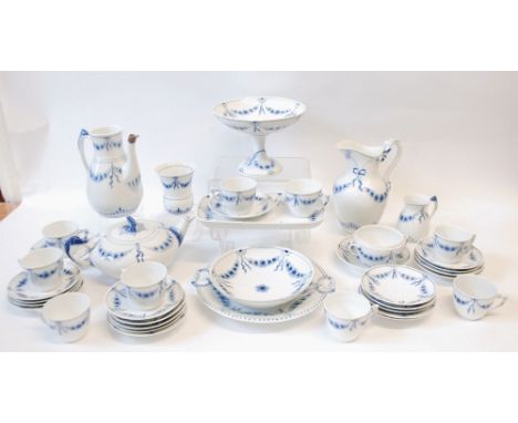AN EARLY TWENTIETH CENTURY COPENHAGEN (BING AND GRONDAHL) 41 PIECE PORCELAIN PART TEA AND COFFEE SERVICE, each moulded with i
