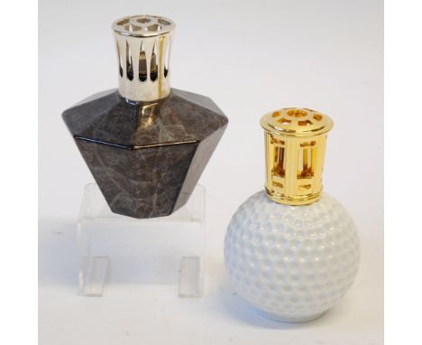 BERGER, PARIS ESSENCE LAMP, the Artoria, Limoges body in the form of a dimpled golf ball, with gilt metal lantern top, 6" (15