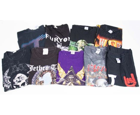 Collection of Rock T-shirts including 2 x Hoodies for Saxon and Rammstein. T-shirts include Saxon, Wasp, Jethro Tull, all wit
