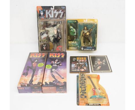 A large collection of Kiss Memorabilia including Boxed figures - Set of 4 McFarlane `Creatures` Kiss figures - Set of 4 Ultra