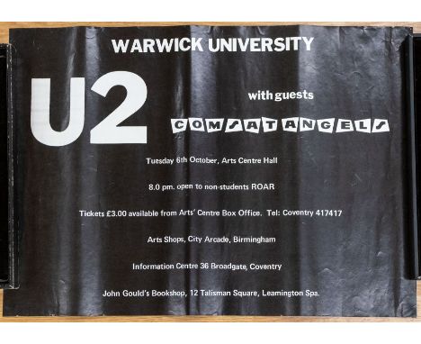 A U2 Warwick University Original Concert poster from 1981 Obtained by the vendor at the Gig. Its in very good condition with 