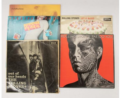 The Rolling Stones - lot of 5 x LP Records. Including Tattoo You - Let it Bleed SKL 5025 no sticker or poster, Out of our Hea