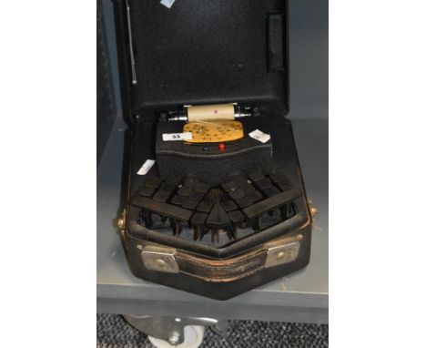 A vintage Palantype stenotype typewriter in original box, w22cm