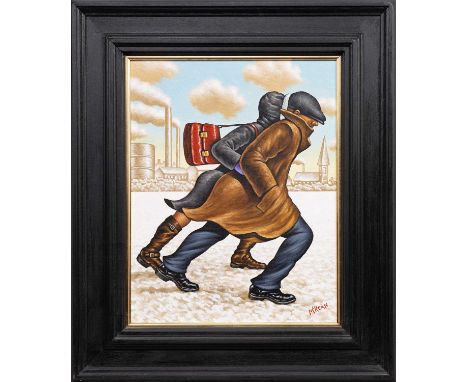 * GRAHAM H D MCKEAN, COLLARS TO THE WIND oil on canvas, signed, titled versoframedimage size 50cm x 40cm, overall size 69cm x