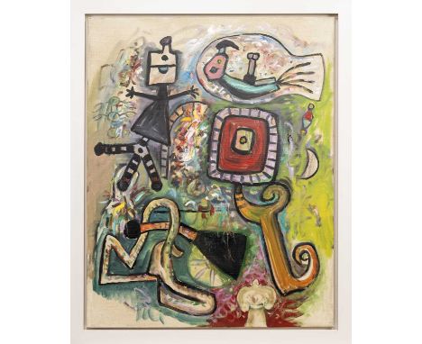 * ALAN DAVIE CBE RA HRSA RWA (SCOTTISH 1920 - 2014), PRETTY BUBBLE BIRD (OPUS 0.1372)  oil on canvas, signed, titled and date