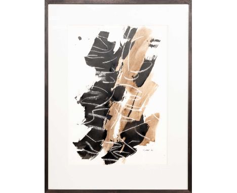 * WILLIAM GEAR RA FRSA RBSA (SCOTTISH 1915 - 1997), STUDY, BLACK & SEPIA mixed media on paper, signed, titled and dated '64 v